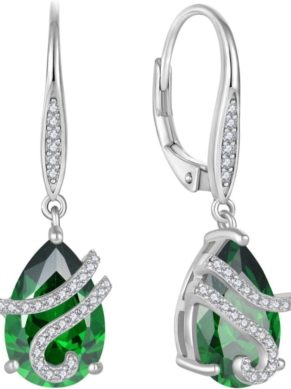 Elegant 925 Sterling Silver Teardrop Birthstone Earrings for Women - Perfect
